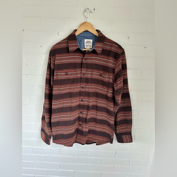 Lands End Blake Shelton Heavyweight Button Up Cotton Striped Western Size M - Picture 8 of 8